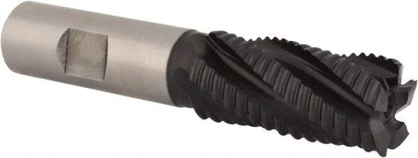 Hertel - 7/8" Diam, Coarse Pitch, 1-7/8" LOC, 5 Flute Cobalt Roughing Square End Mill - TiAlN Finish, 4-1/8" OAL, 3/4" Shank Diam, Single End, 30° Helix - Eagle Tool & Supply