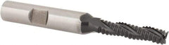 Hertel - 1/4" Diam, Coarse Pitch, 1-1/8" LOC, 3 Flute Cobalt Roughing Square End Mill - TiAlN Finish, 2-15/16" OAL, 3/8" Shank Diam, Single End, 30° Helix - Eagle Tool & Supply
