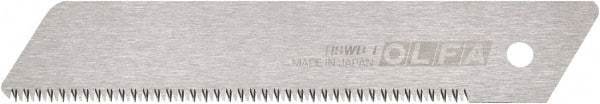 Olfa - 1 Piece Steel Serrated Blade - 142mm OAL, 5-37/64" Blade Length, 0.02" Blade Thickness - Eagle Tool & Supply