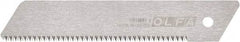 Olfa - 1 Piece Steel Serrated Blade - 142mm OAL, 5-37/64" Blade Length, 0.02" Blade Thickness - Eagle Tool & Supply