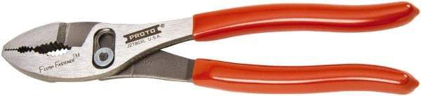 Proto - 8" OAL, 2-3/32" Jaw Length, 1-5/16" Jaw Width, Slip Joint Combination Pliers - 2 Positions, Serrated Jaw, Regular Nose Head, Standard Tool - Eagle Tool & Supply