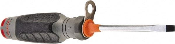 Proto - Tethered & Slotted Screwdriver - Round Shank, Ergonomic Handle - Eagle Tool & Supply