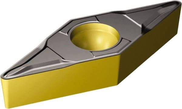 Sandvik Coromant - VBMT221 KF Grade 3225 Carbide Turning Insert - TiCN/AI2O3/TiN Finish, 35° Diamond, 1/4" Inscr Circle, 1/8" Thick, 1/64" Corner Radius - Eagle Tool & Supply