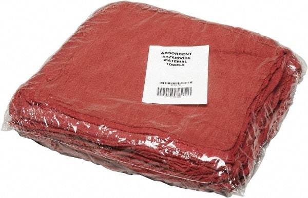 Ability One - Reclaimed Cotton Shop Towel Rag - Low Lint, Red, 13-1/2 x 15-1/2" - Eagle Tool & Supply