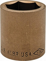 Ampco - 1-1/8", 1/2" Drive, Standard Hand Socket - 6 Points, 1-5/8" OAL, Aluminum Bronze - Eagle Tool & Supply