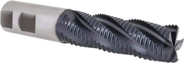 Hertel - 1" Diam, Coarse Pitch, 3" LOC, 5 Flute Cobalt Roughing Square End Mill - TiAlN Finish, 5-1/2" OAL, 1" Shank Diam, Single End, Centercutting, 30° Helix - Eagle Tool & Supply