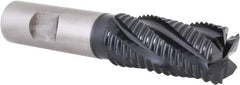 Hertel - 7/8" Diam, Coarse Pitch, 1-7/8" LOC, 5 Flute Cobalt Roughing Square End Mill - TiAlN Finish, 4-1/8" OAL, 3/4" Shank Diam, Single End, Centercutting, 30° Helix - Eagle Tool & Supply