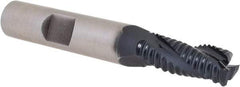 Hertel - 5/16" Diam, Coarse Pitch, 3/4" LOC, 3 Flute Cobalt Roughing Square End Mill - TiAlN Finish, 3-3/8" OAL, 3/8" Shank Diam, Single End, Centercutting, 30° Helix - Eagle Tool & Supply
