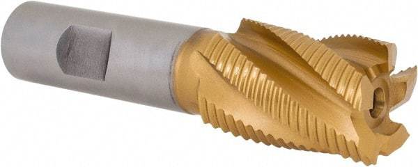Hertel - 1" Diam, Fine Pitch, 1-1/2" LOC, 5 Flute Cobalt Roughing Square End Mill - TiN Finish, 3-3/4" OAL, 3/4" Shank Diam, Single End, 30° Helix - Eagle Tool & Supply