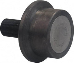 Accurate Bushing - 4-1/2" Roller Diam x 2" Width, 1-1/4" Stud Diam x 2-3/4" Length, Flanged Load Roller - Carbon Steel, 1-3/4" Thread Length, 1-1/4-12 Thread, 4-3/4" OAL, 14,300 Lb Dynamic Cap, 16,000 Lb Static Cap - Eagle Tool & Supply