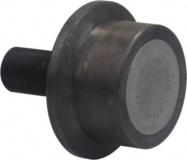 Accurate Bushing - 52mm Roller Diam x 33.6mm Width, 20mm Stud Diam x 40.5mm Length, Flanged Load Roller - Carbon Steel, 21mm Thread Length, M20 x 1.5 Thread, 74.1mm OAL, 17,000 N Dynamic Cap, 7,200 N Static Cap - Eagle Tool & Supply