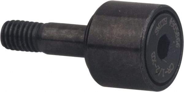 Accurate Bushing - 1-1/4" Roller Diam x 3/4" Width, 1/2" Stud Diam x 1-1/4" Length, Stud Cam Follower with Hex - Carbon Steel, 5/8" Thread Length, 1/2-20 Thread, 2" OAL, 4,470 Lb Dynamic Cap - Eagle Tool & Supply