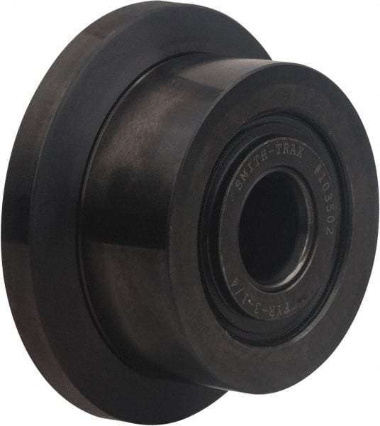 Accurate Bushing - 2-1/4" Bore, 6" Roller Diam x 3-1/4" Roller Width, Carbon Steel Flanged Yoke Roller - 35,800 Lb Dynamic Load Capacity, 3-3/8" Overall Width - Eagle Tool & Supply