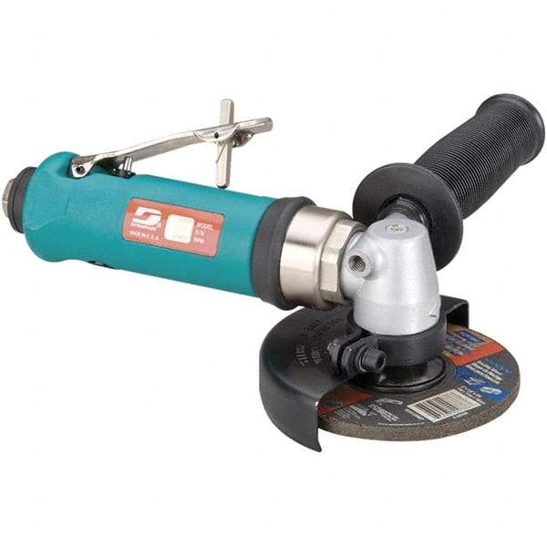 Dynabrade - 4" Wheel Diam, 12,000 RPM, Pneumatic Angle & Disc Grinder - 3/8-24 Spindle, 40 CFM, Rear Exhaust - Eagle Tool & Supply