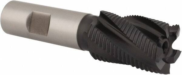 Hertel - 1" Diam, Fine Pitch, 1-1/2" LOC, 5 Flute Cobalt Roughing Square End Mill - TiAlN Finish, 3-3/4" OAL, 3/4" Shank Diam, Single End, 30° Helix - Eagle Tool & Supply