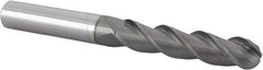 Accupro - 7/16" Diam, 2" LOC, 3 Flute Solid Carbide Ball End Mill - nACRo Finish, Single End, 4" OAL, 7/16" Shank Diam, Spiral Flute - Eagle Tool & Supply