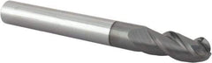 Accupro - 7/16" Diam, 1" LOC, 3 Flute Solid Carbide Ball End Mill - nACRo Finish, Single End, 4" OAL, 7/16" Shank Diam, Spiral Flute - Eagle Tool & Supply