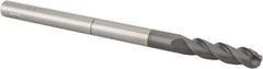 Accupro - 3/8" Diam, 1-1/2" LOC, 3 Flute Solid Carbide Ball End Mill - nACRo Finish, Single End, 6" OAL, 3/8" Shank Diam, Spiral Flute - Eagle Tool & Supply