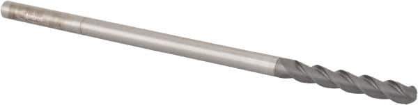 Accupro - 1/4" Diam, 1-1/2" LOC, 3 Flute Solid Carbide Ball End Mill - nACRo Finish, Single End, 6" OAL, 1/4" Shank Diam, Spiral Flute - Eagle Tool & Supply