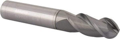 Accupro - 9/16" Diam, 1-1/4" LOC, 3 Flute Solid Carbide Ball End Mill - nACRo Finish, Single End, 3-1/2" OAL, 9/16" Shank Diam, Spiral Flute - Eagle Tool & Supply