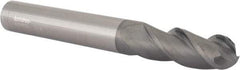 Accupro - 3/4" Diam, 2" LOC, 3 Flute Solid Carbide Ball End Mill - nACRo Finish, Single End, 6" OAL, 3/4" Shank Diam, Spiral Flute - Eagle Tool & Supply