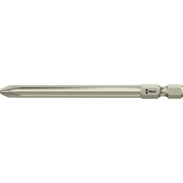 Wera - #2, Phillips Screwdriver Bit - 1/4" Drive, 3-1/2" OAL - Eagle Tool & Supply