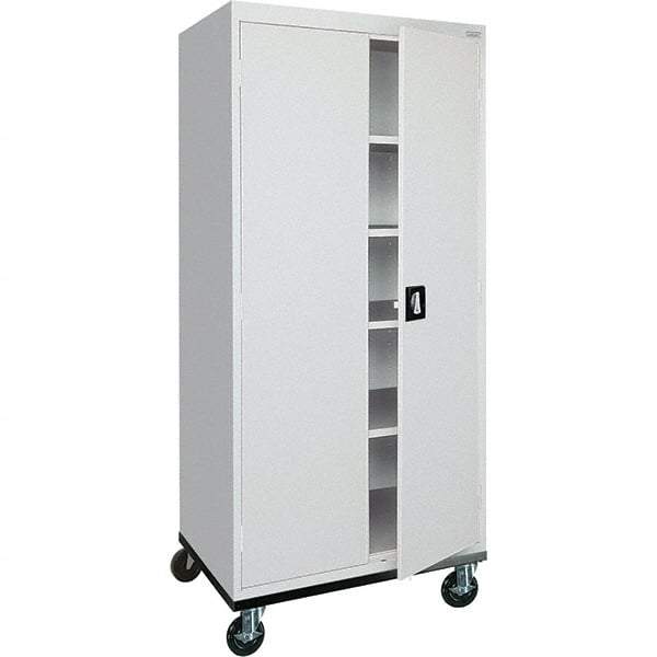 Sandusky Lee - 5 Shelf Mobile Storage Cabinet - Steel, 36" Wide x 24" Deep x 72" High, Dove Gray - Eagle Tool & Supply