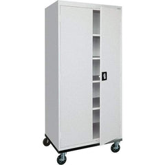 Sandusky Lee - 5 Shelf Mobile Storage Cabinet - Steel, 36" Wide x 24" Deep x 72" High, Dove Gray - Eagle Tool & Supply