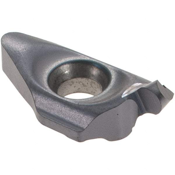 Iscar - 8200100MIUR Grade IC908, 2mm Cutting Width Carbide Grooving Insert - 0.5mm Max Depth of Cut, Neutral, 1mm Corner Radius, TiAlN Finish - Eagle Tool & Supply