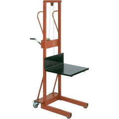Wesco Industrial Products - 500 Lb Capacity, 54" Lift Height, Winch Steel Stacker Manually Operated Lift - Eagle Tool & Supply