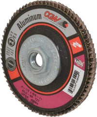 Camel Grinding Wheels - 60 Grit, 4-1/2" Disc Diam, 5/8-11 Center Hole, Type 27 Aluminum Oxide Flap Disc - 13,300 Max RPM, Polyester Backing, Arbor Attaching System, Coated - Eagle Tool & Supply