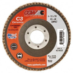 Camel Grinding Wheels - 80 Grit, 5" Disc Diam, 5/8-11 Center Hole, Ceramic Flap Disc - 12,200 Max RPM, Polyester Backing, Arbor Attaching System, Coated - Eagle Tool & Supply