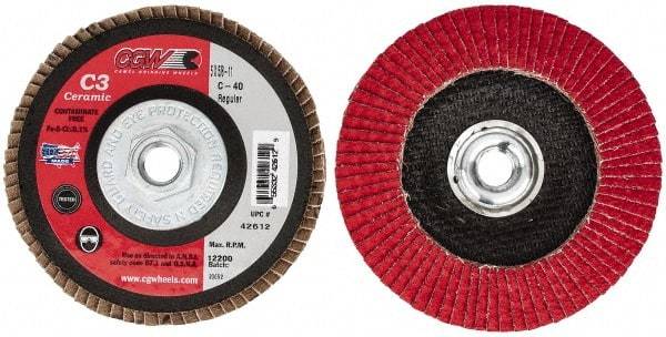 Camel Grinding Wheels - 40 Grit, 5" Disc Diam, 5/8-11 Center Hole, Ceramic Flap Disc - 12,200 Max RPM, Polyester Backing, Arbor Attaching System, Coated - Eagle Tool & Supply