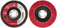 Camel Grinding Wheels - 80 Grit, 5" Disc Diam, 7/8" Center Hole, Ceramic Flap Disc - 12,200 Max RPM, Polyester Backing, Arbor Attaching System, Coated - Eagle Tool & Supply