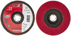 Camel Grinding Wheels - 40 Grit, 7" Disc Diam, 7/8" Center Hole, Type 27 Ceramic Flap Disc - 8,600 Max RPM, Polyester Backing, Arbor Attaching System, Coated - Eagle Tool & Supply