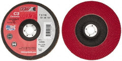 Camel Grinding Wheels - 80 Grit, 7" Disc Diam, 7/8" Center Hole, Type 27 Ceramic Flap Disc - 8,600 Max RPM, Polyester Backing, Arbor Attaching System, Coated - Eagle Tool & Supply