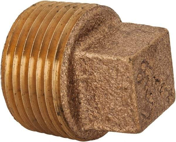 Merit Brass - Class 125, 2" Internal Pipe, Lead Free Brass Square Head Plug - MNPT - Eagle Tool & Supply