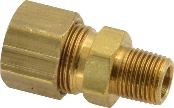 Parker - 3/8" OD, Brass Male Connector - 200 Max Working psi, -65 to 250°F, Comp x MNPT Ends - Eagle Tool & Supply