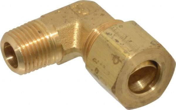 Parker - 5/16" OD, Brass Male Elbow - 300 Max Working psi, -65 to 250°F, Comp x MNPT Ends - Eagle Tool & Supply