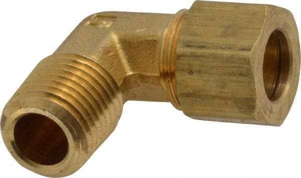 Parker - 3/8" OD, Brass Male Elbow - 200 Max Working psi, -65 to 250°F, Comp x MNPT Ends - Eagle Tool & Supply