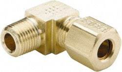 Parker - 7/16" OD, Brass Male Elbow - 200 Max Working psi, -65 to 250°F, Comp x MNPT Ends - Eagle Tool & Supply
