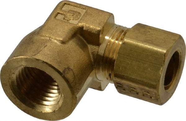 Parker - 3/8" OD, Brass Female Elbow - 200 Max Working psi, -65 to 250°F, Comp x FNPT Ends - Eagle Tool & Supply