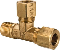 Parker - 3/8" OD, Brass Male Run Tee - 200 Max Working psi, -65 to 250°F, Comp x MNPT x Comp Ends - Eagle Tool & Supply