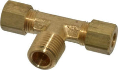Parker - 1/4" OD, Brass Male Branch Tee - 300 Max Working psi, -65 to 250°F, Comp x Comp x MNPT Ends - Eagle Tool & Supply