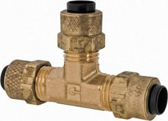 Parker - 1/4" OD, Brass Union Tee - 150 Max Working psi, 0 to 150°F, Comp x Comp x Comp Ends - Eagle Tool & Supply