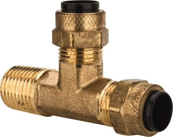 Parker - 3/8" OD, Brass Male Run Tee - 150 Max Working psi, 0 to 150°F, Comp x MNPT x Comp Ends - Eagle Tool & Supply