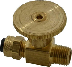 Parker - 1/4 x 1/8" Pipe, Inline Needle Valve - Poly-Tite x MNPTF Ends, Brass Valve, 150 Max psi - Eagle Tool & Supply