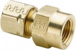 Parker - 1/4" OD, Brass Female Connector - 1,400 Max Working psi, -65 to 250°F, Comp x FNPT Ends - Eagle Tool & Supply