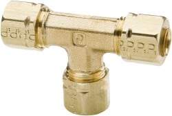 Parker - 5/8" OD, Brass Union Tee - 650 Max Working psi, -65 to 250°F, Comp x Comp x Comp Ends - Eagle Tool & Supply