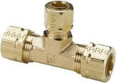 Parker - 1/2 x 1/2 x 3/8" OD, Brass Union Tee - 1,000 Max Working psi, -65 to 250°F, Comp x Comp x Comp Ends - Eagle Tool & Supply